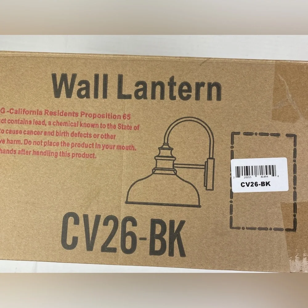 Wall Lantern CV26-BK Black Wall Sconce Modern Farmhouse Metal Indoor Barn Light